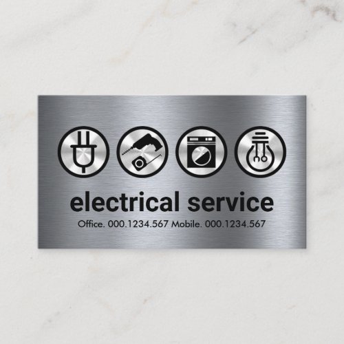 Simple Silver Electrical Icons Electric Business Card