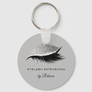 Simple Silver Eyelash Glitter Sparkle Beauty Keychain