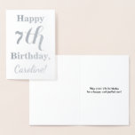 [ Thumbnail: Simple Silver Foil 7th Birthday + Custom Name Foil Card ]