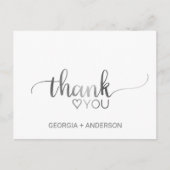 Simple Silver Foil Calligraphy Thank You Postcard (Front)
