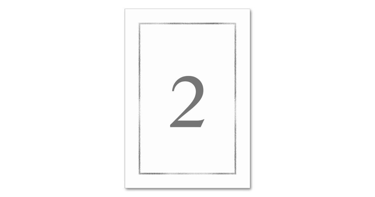 Simple Silver Foil Frame wedding Table Number Zazzle