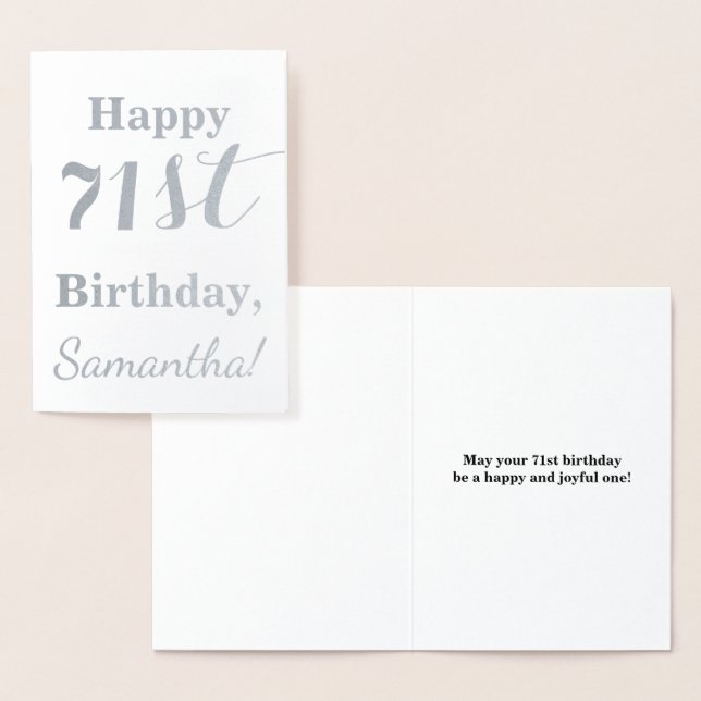 Simple Silver Foil "HAPPY 71st BIRTHDAY" + Name Card (Display)
