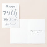 [ Thumbnail: Simple Silver Foil "Happy 74th Birthday" + Name Foil Card ]