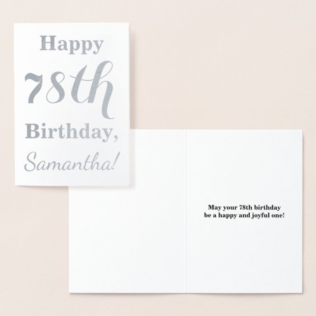 Simple Silver Foil "HAPPY 78th BIRTHDAY" + Name Card (Display)