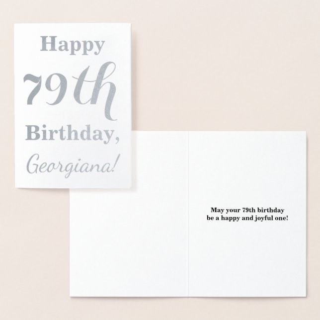 Simple Silver Foil "HAPPY 79th BIRTHDAY" + Name Foil Card (Display)
