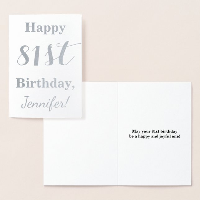 Simple Silver Foil "HAPPY 81st BIRTHDAY" + Name Foil Card (Display)