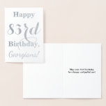 [ Thumbnail: Simple Silver Foil "Happy 83rd Birthday" + Name Foil Card ]