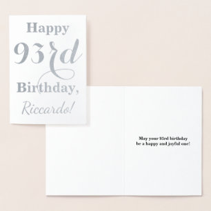 Simple Silver Foil "HAPPY 93rd BIRTHDAY" + Name Foil Card