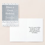 [ Thumbnail: Simple Silver Foil "Have a Great Birthday" Card ]