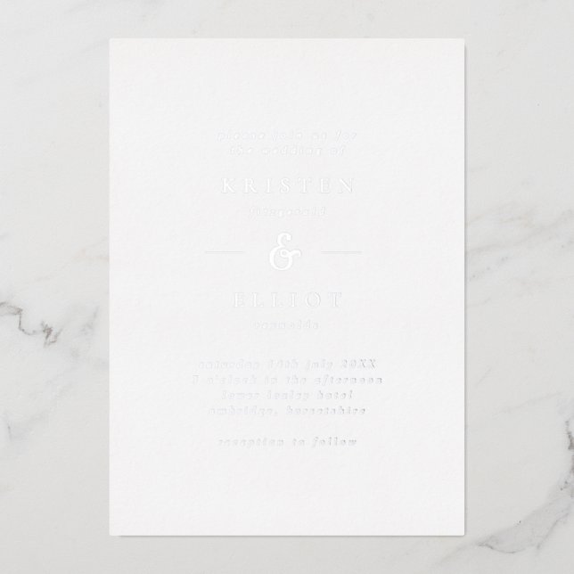 Simple Silver Foil Wedding Foil Invitation (Front)