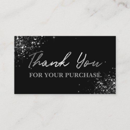 Simple Silver Glam Thank You For Your Purchase Business Card