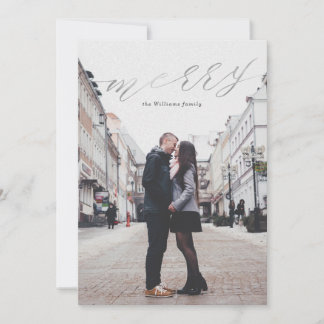 Simple Silver Gold Merry Christmas Photo Cards