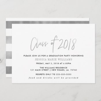 Simple Silver Graduation Party Invitations by fancypaperie at Zazzle