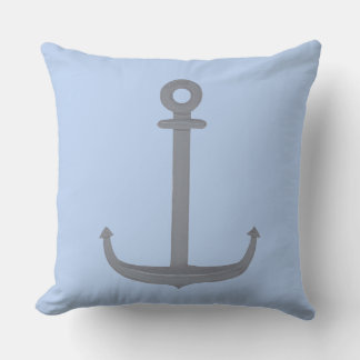 Simple Silver Gray Anchor Painting Nautical Throw Pillow