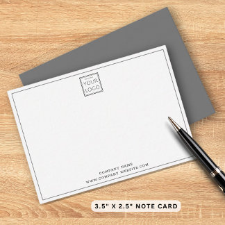 Simple Silver Gray Business Logo Company Name Note Card