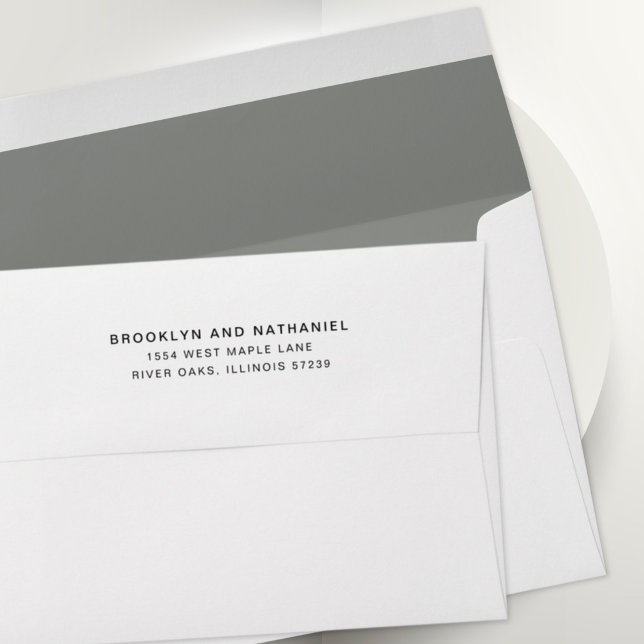 Simple Silver Gray Return Address Lined Envelope (Creator Uploaded)