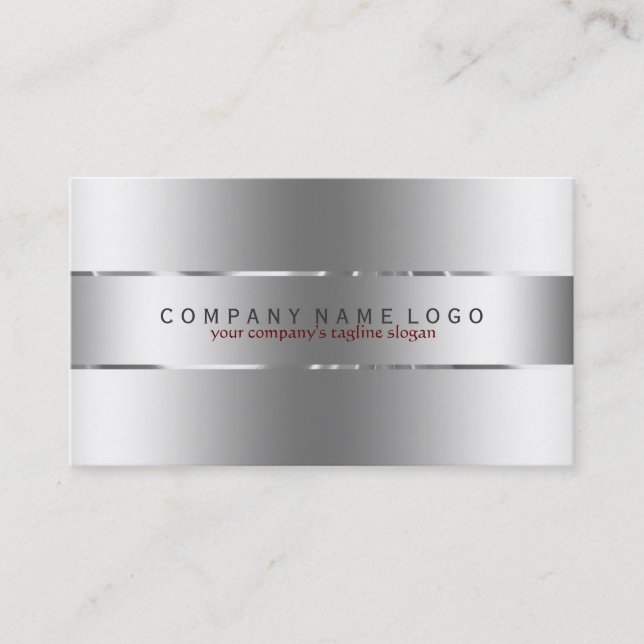 Simple Silver Gray Stainless Steel Look Business Card (Front)