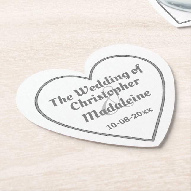 Simple Silver Grey Lettering on a Paper Coaster (Angled)