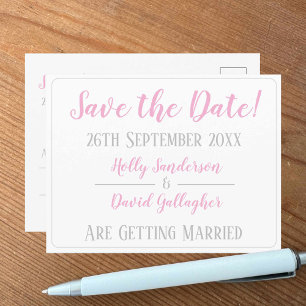 Simple Silver Grey & White Save the Date Postcard