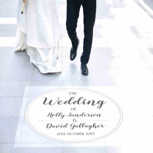 Simple Silver Grey & White Wedding Day Floor Decals