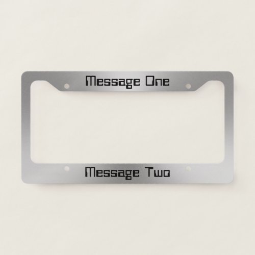 Simple Silver Look Black Text Sci_Fi Font License Plate Frame