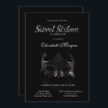 Simple Silver Masque Black Sweet 16 Invitation<br><div class="desc">Silver masque on a black background.</div>