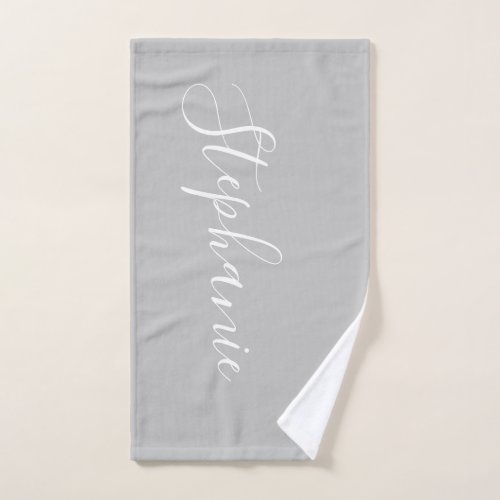 Simple silver personalized monogram workout towel