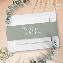 Simple Silver Sage Signature Invitation Belly Band