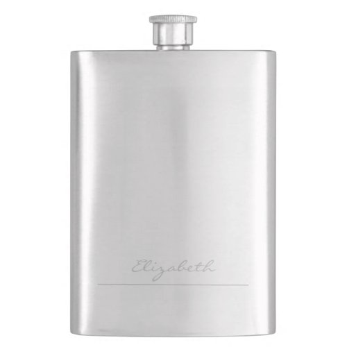  Simple Silver Signature Personalized Flask