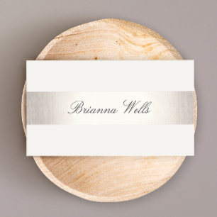 Simple Silver Striped Formal Name Networking Business Card