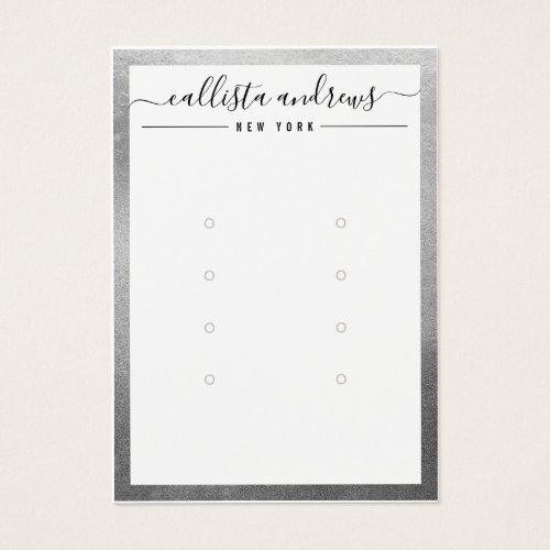 Simple Silver White Multiple Earring Display Card