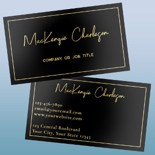 Simple Simple Script Name Line Border Modern Foil Business Cards