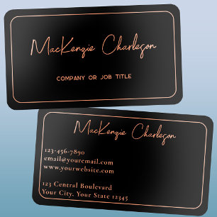 Simple Simple Script Name Line Border Modern Foil Business Cards