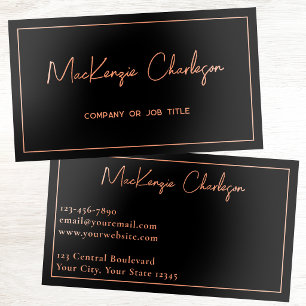 Simple Simple Script Name Line Border Modern Foil Business Cards