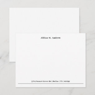 Simple Single Border Monogram Return Address Note Card