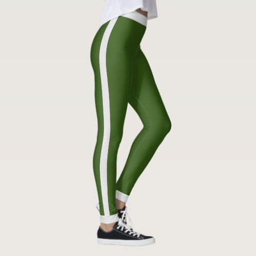 Simple Single Color with White Side Stripe Leggings