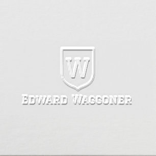Simple Single Initial Monogram in Crest with Name  Embosser