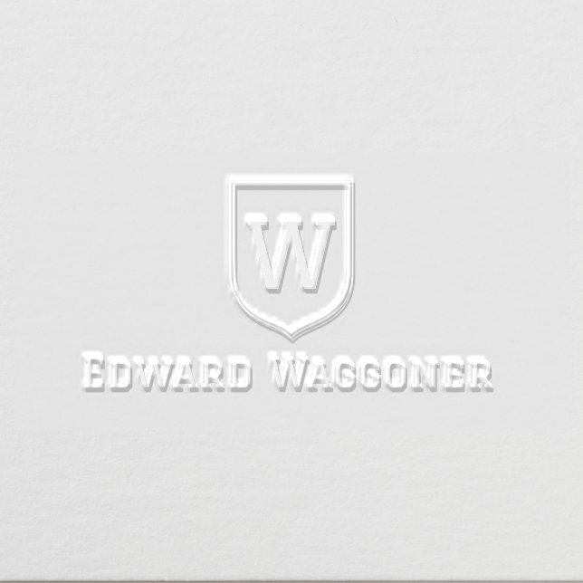 Simple Single Initial Monogram in Crest with Name  Embosser (Design)