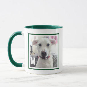 Simple Single Photo and Initial Cute Dog Christmas Mug