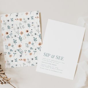 Simple Sip and See Party Invite with Floral