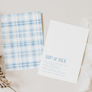 Simple Sip and See Party Invite with Plaid