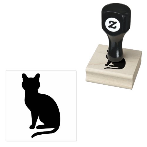 Simple Sitting Cat Silhouette Shape Rubber Stamp