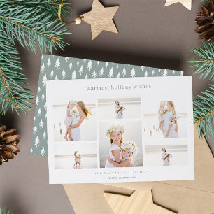 Simple Six Minimalist Photo Collage Holiday Card