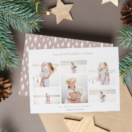 Simple Six Minimalist Photo Collage Holiday Card