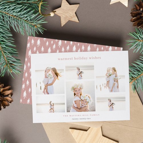 Simple Six  Minimalist Photo Collage Holiday Card