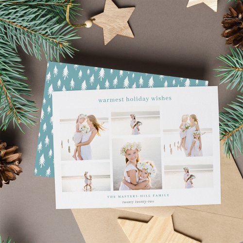Simple Six  Minimalist Photo Collage Holiday Card
