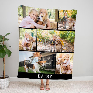 Simple Six-Photo with Name Pet Sherpa Blanket