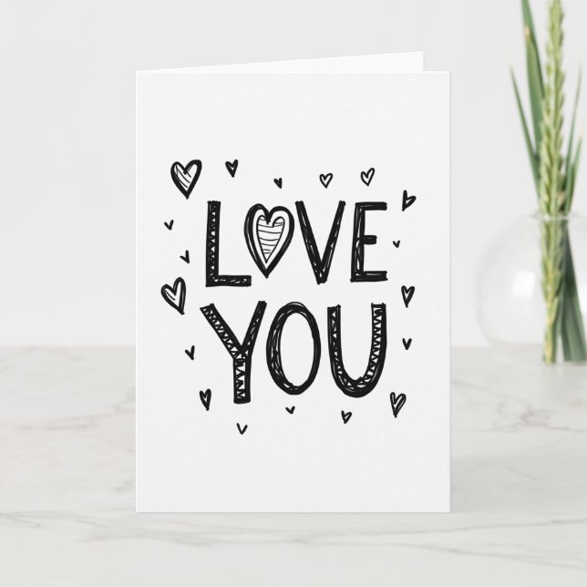 Simple Sketched Love You Card (Front)
