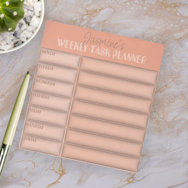 Simple Skin Colored Functional Weekly Task Planner Notepad | Zazzle
