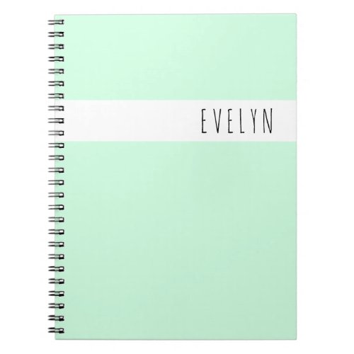 Simple Skinny Font Name Mint Green Personalized Notebook